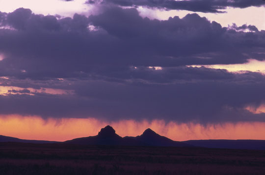 Hopi Buttes and rain 1986